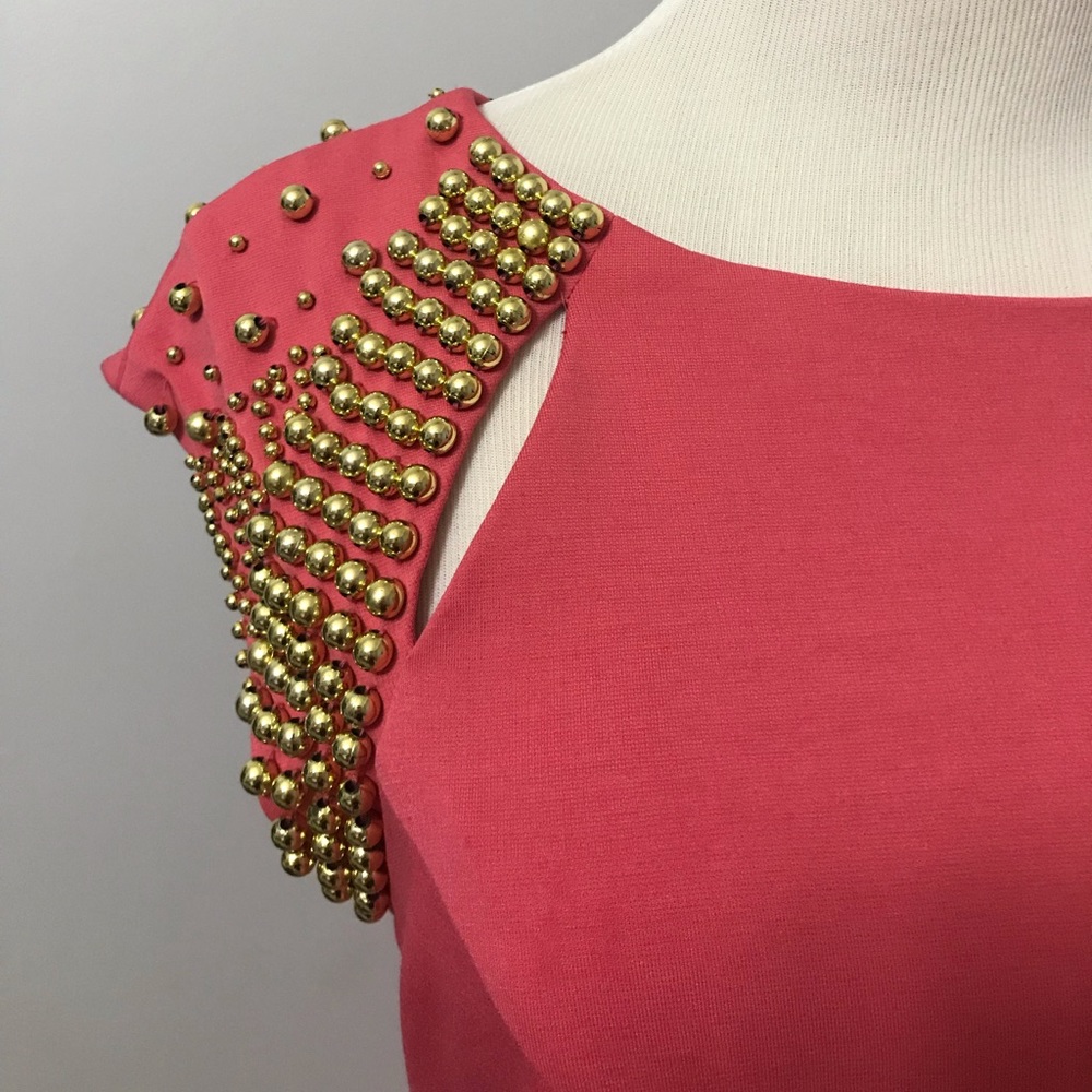 Coral Dress with Gold Beading